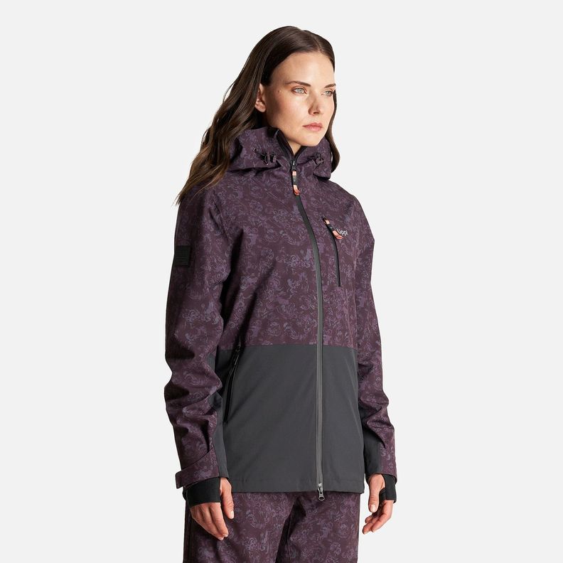 Chaqueta Mujer Sierra Nevada Light B-Dry Hoody Jacket Print Burdeo Lippi-2