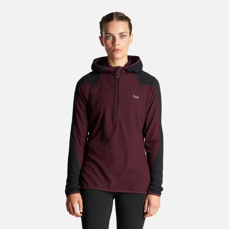 Poleron Mujer Jacaranda Nano-F 14 Zip Hoody Burdeo Lippi I23-0