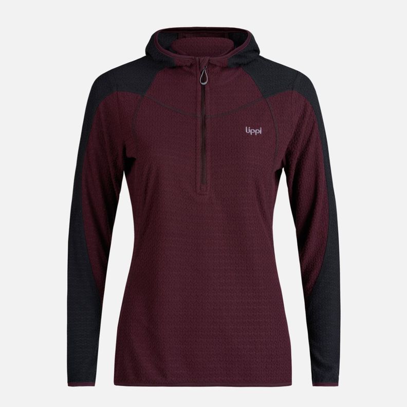 Poleron Mujer Jacaranda Nano-F 14 Zip Hoody Burdeo Lippi I23-5
