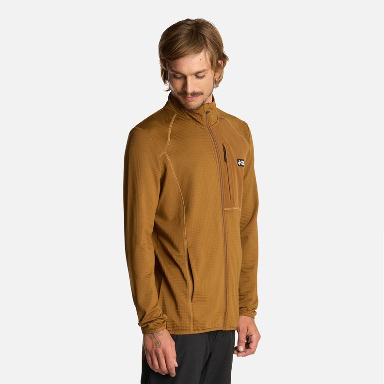 Polerón Hombre Taina Full Zip Mostaza Oscuro Haka Honu I25-1