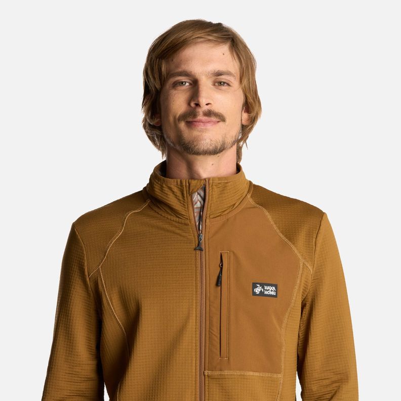 Polerón Hombre Taina Full Zip Mostaza Oscuro Haka Honu I25-3