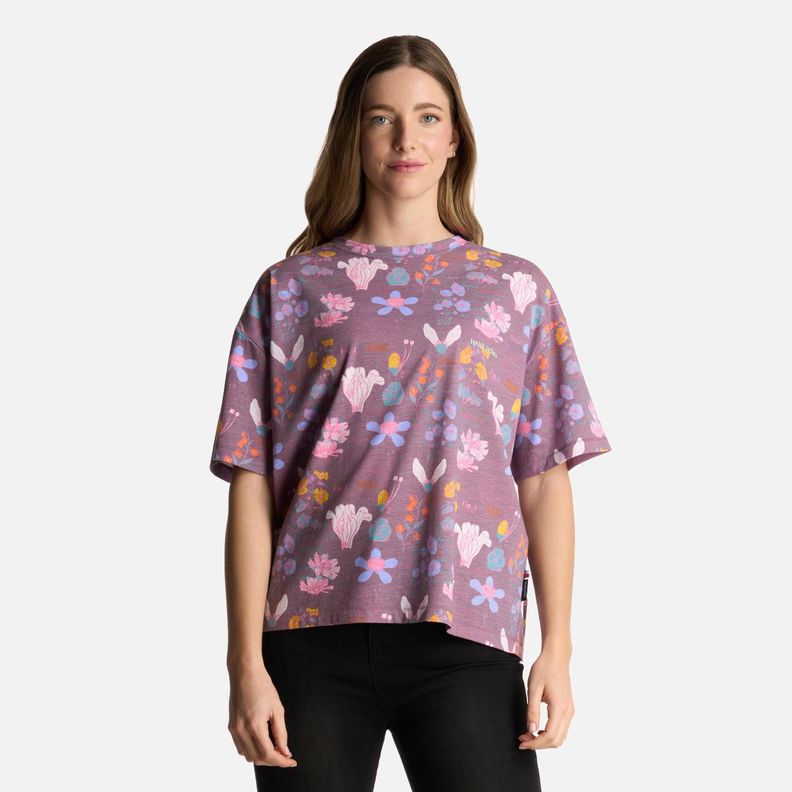 Polera Mujer Botanica Print Morado Haka Honu-0