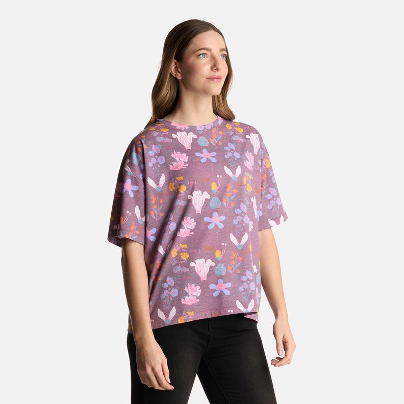 Polera Mujer Botanica Print Morado Haka Honu-1