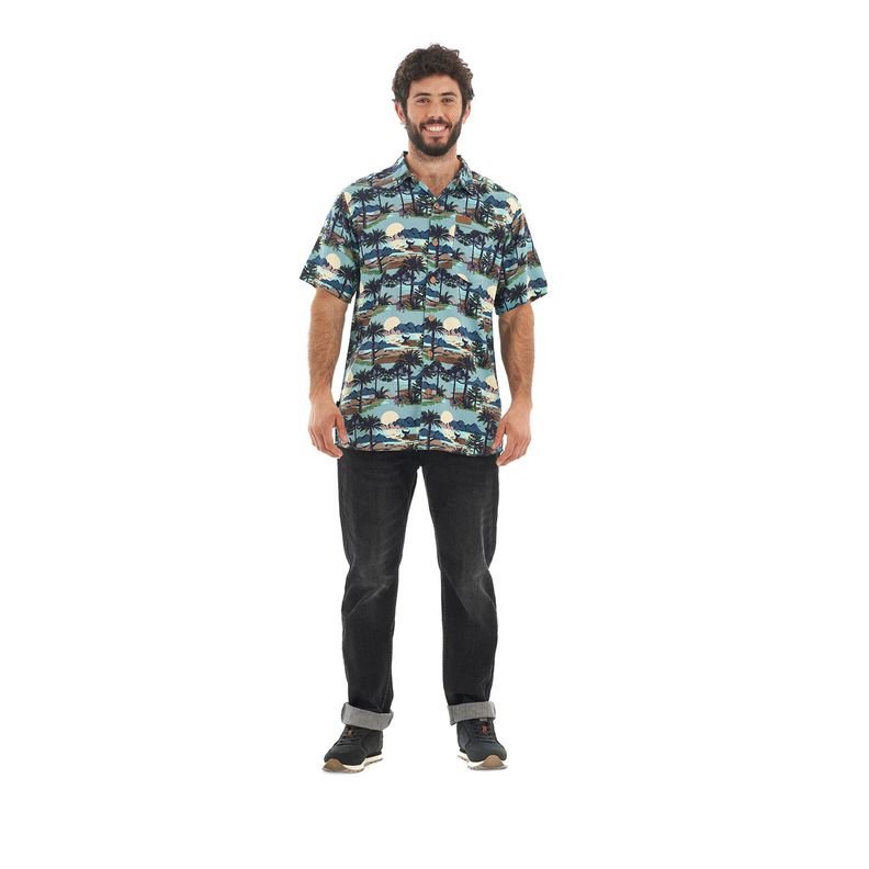 Camisa Hombre Aflora Celeste Haka Honu-7