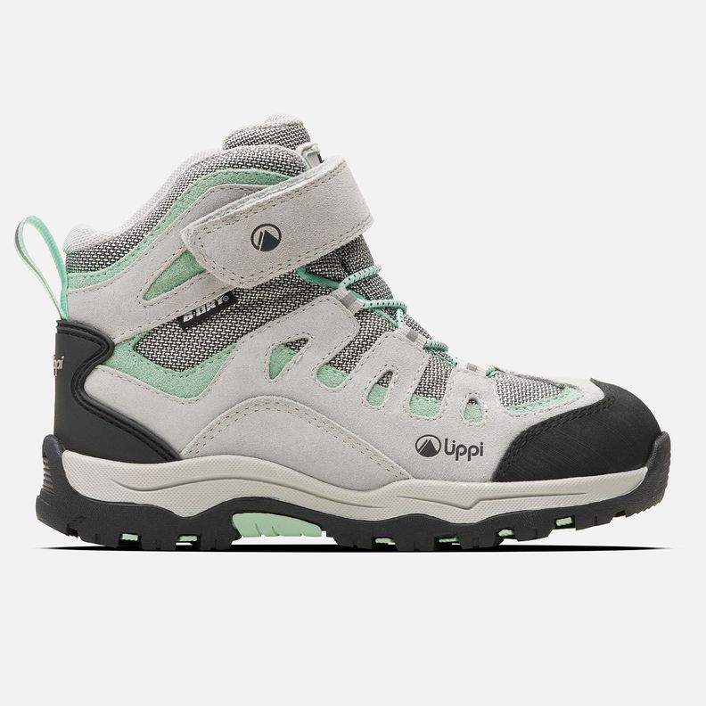 Botin Nina Puelo Cs Hi Velcro Gris Claro / Verde Agua Lippi