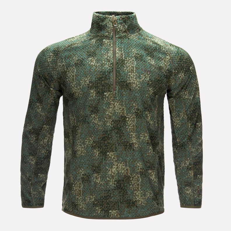 Poleron Hombre Jacaranda Nano-F 14 Zip Print Verde Musgo Lippi-0