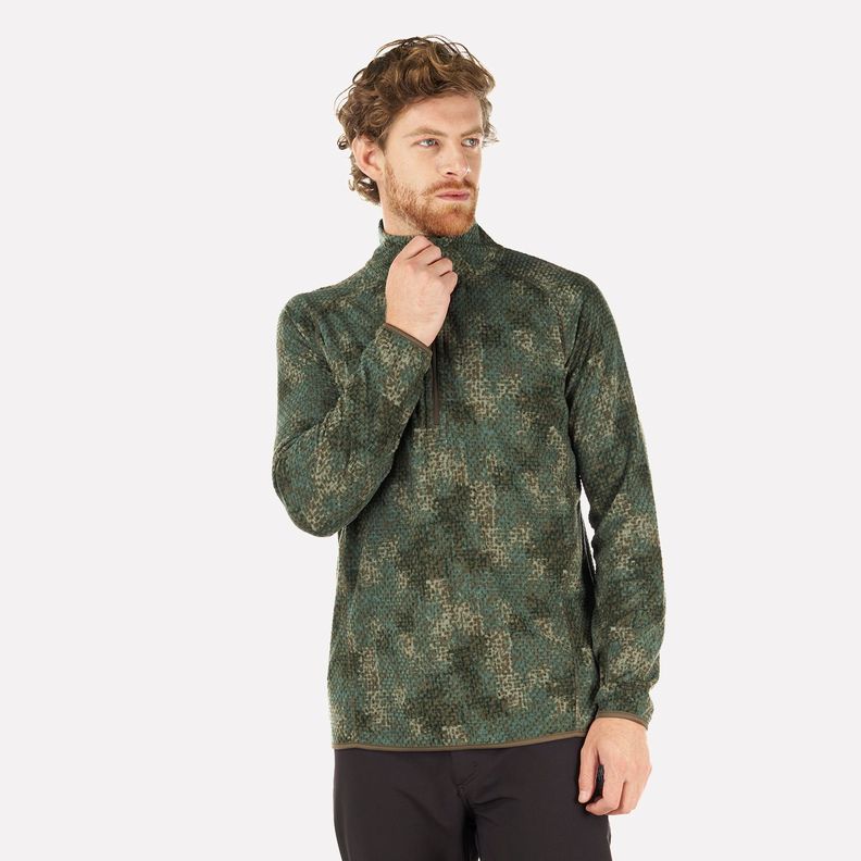 Poleron Hombre Jacaranda Nano-F 14 Zip Print Verde Musgo Lippi-1