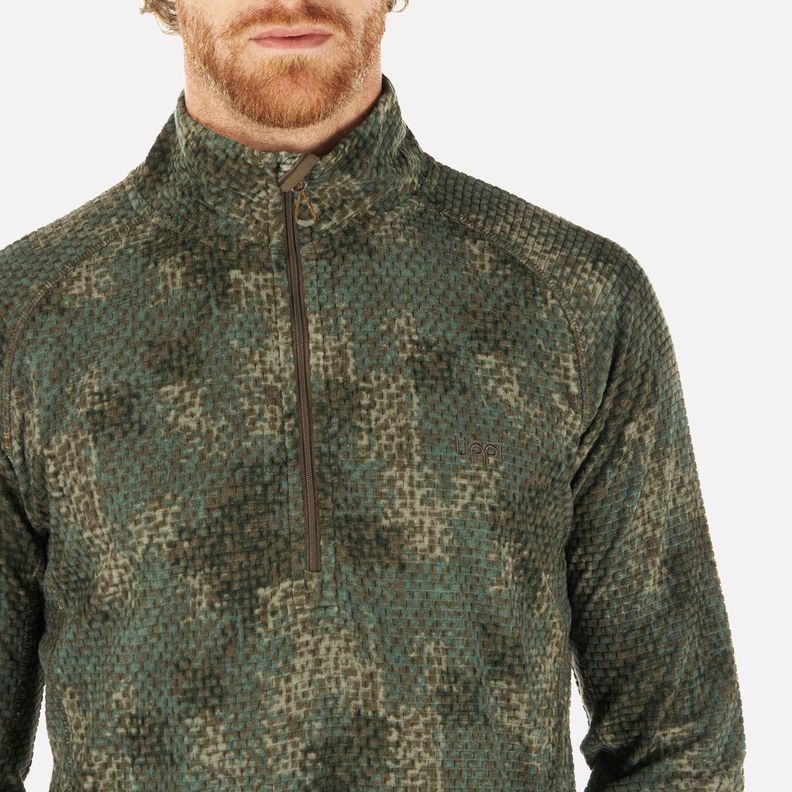 Poleron Hombre Jacaranda Nano-F 14 Zip Print Verde Musgo Lippi-3