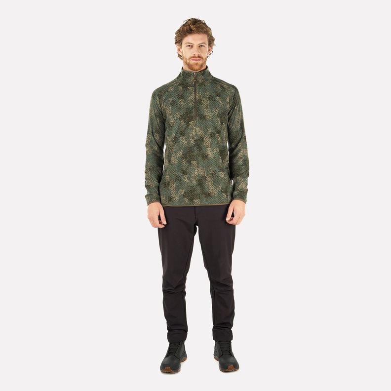 Poleron Hombre Jacaranda Nano-F 14 Zip Print Verde Musgo Lippi-4