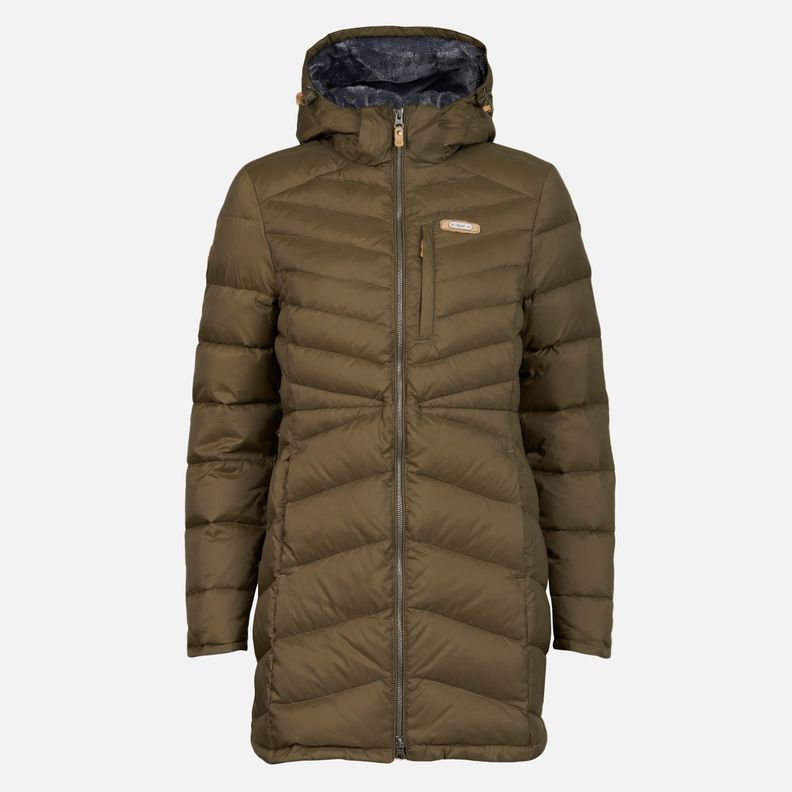 Chaqueta Mujer Quilca Down Long Hoody Jacket Oliva Oscuro Lippi-0