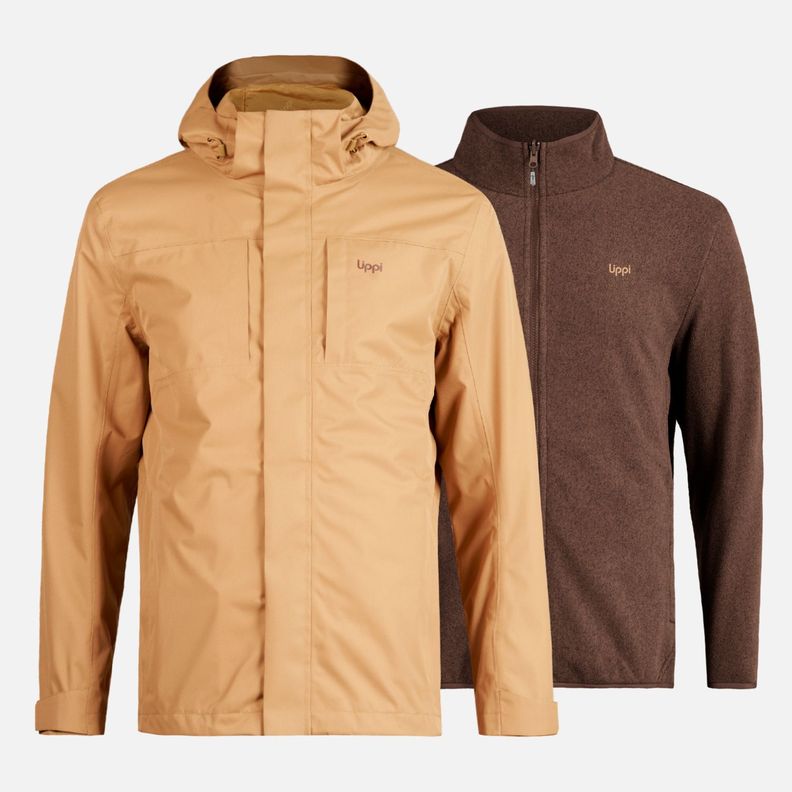 Chaqueta Hombre Tres Cruces Fusion-3 Hoody Jacket Mostaza Oscuro Lippi-0