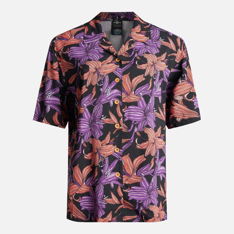 Camisa Mujer Hibiscus Print Negro Haka Honu-0