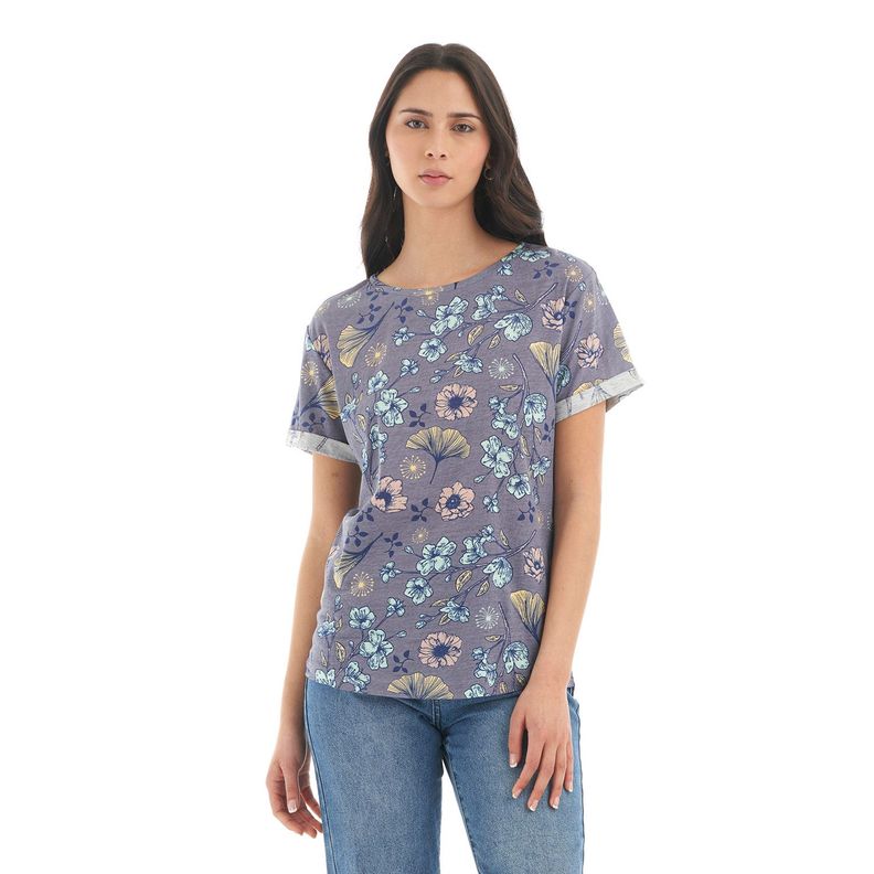 Polera Mujer Flora Morado Haka Honu-1