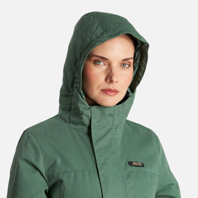 Chaqueta Mujer Peumo Canvas Hoody Jacket Verde Botella Lippi-4