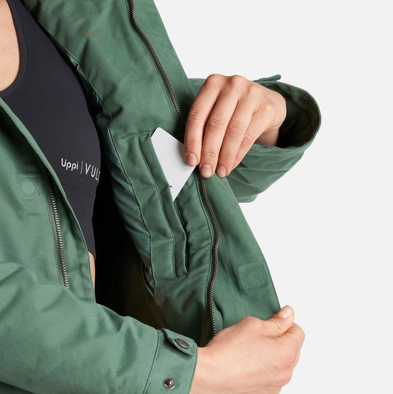 Chaqueta Mujer Peumo Canvas Hoody Jacket Verde Botella Lippi-5
