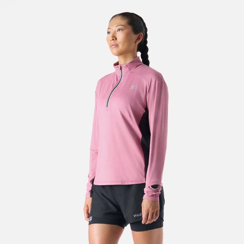 Polerón Mujer Tempo 1/4 Zip Midlayer Rosado Vulcano-1