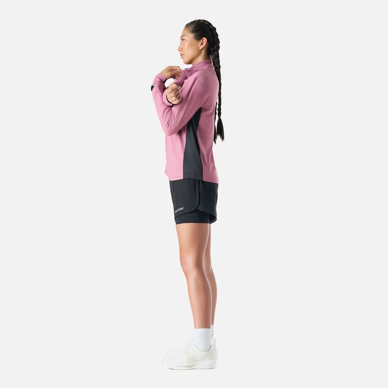 Polerón Mujer Tempo 1/4 Zip Midlayer Rosado Vulcano-2