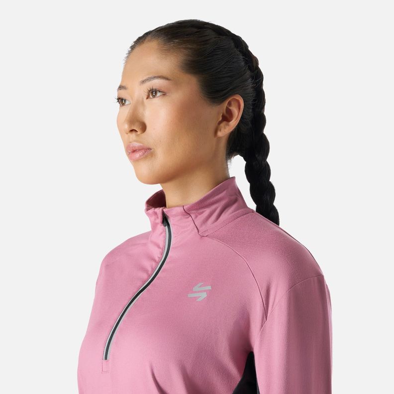 Polerón Mujer Tempo 1/4 Zip Midlayer Rosado Vulcano-4