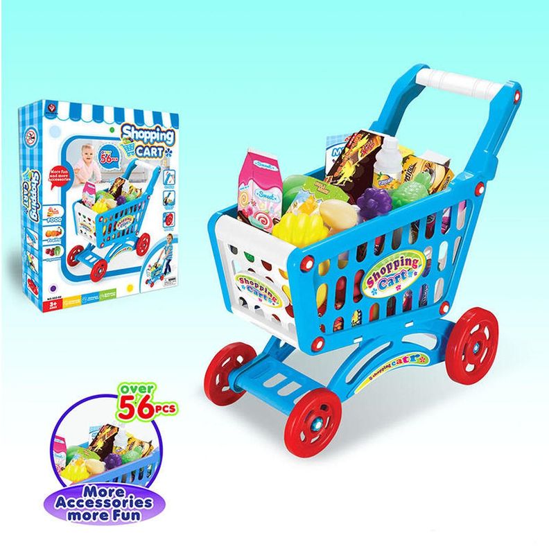 Carrito de Compra Supermercado Para Niños 56 Piezas Colores-2