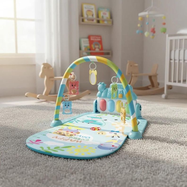 Alfombra Gimnasio Musical Con Piano Juguete Para Bebe Azul