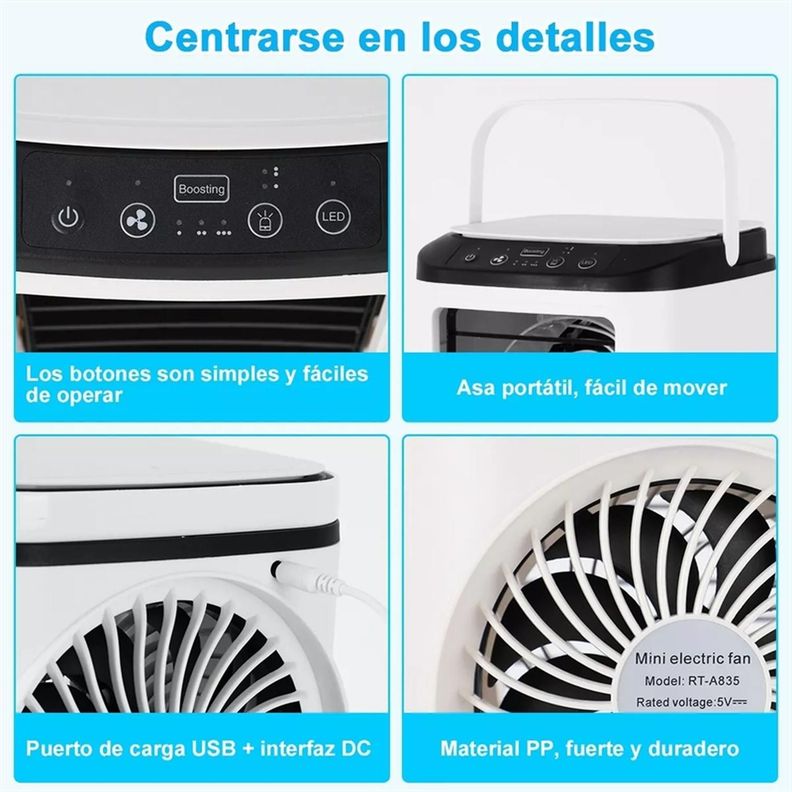 Climatizador Aire Portátil 3 En 1 Usb | Ventilador Y Hielo-4