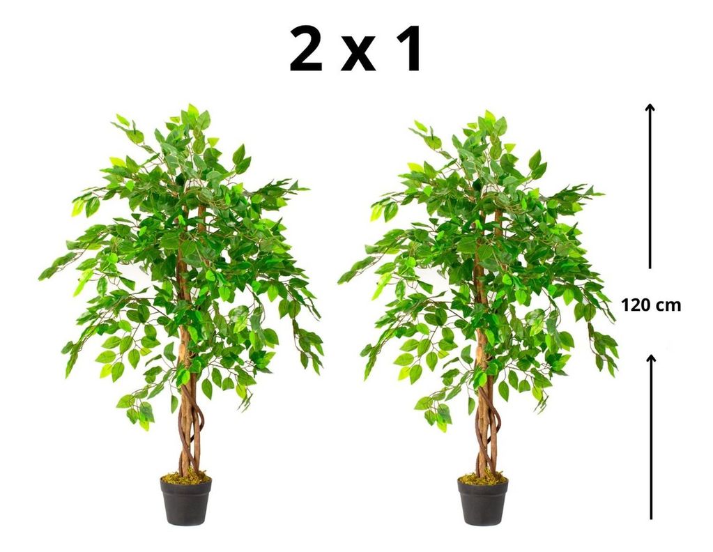 2 X 1 Plantas Artificiales Premium Ficus 120 Cm-1