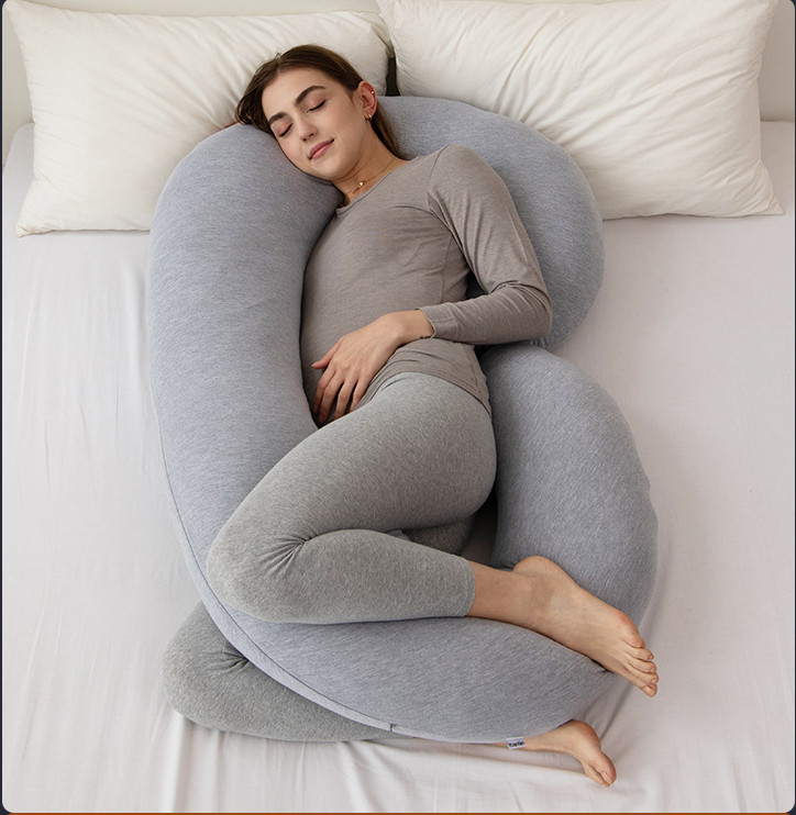 Cojin Almohada Maternal Gris Pre y Post Natal Funda Extra Suave-2