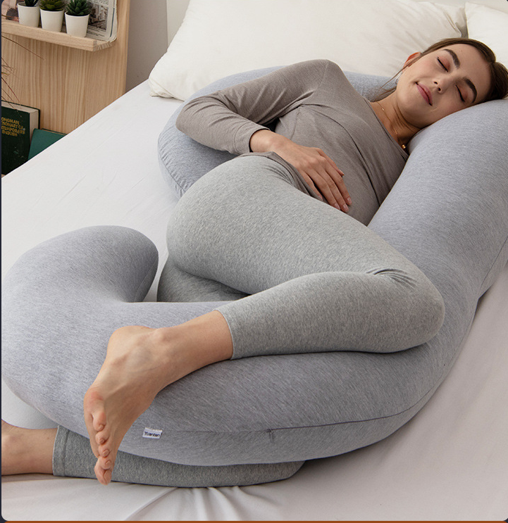 Cojin Almohada Maternal Gris Pre y Post Natal Funda Extra Suave-4