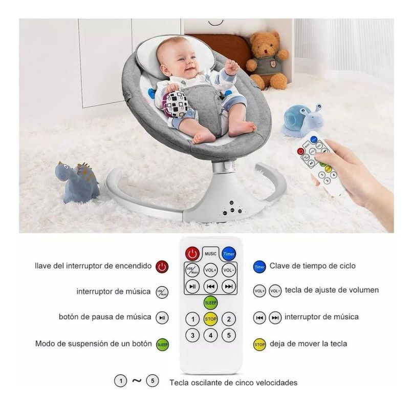 Cuna Bebe Mecedor Eléctrico 3 En 1 Música Silla Mecedora-2