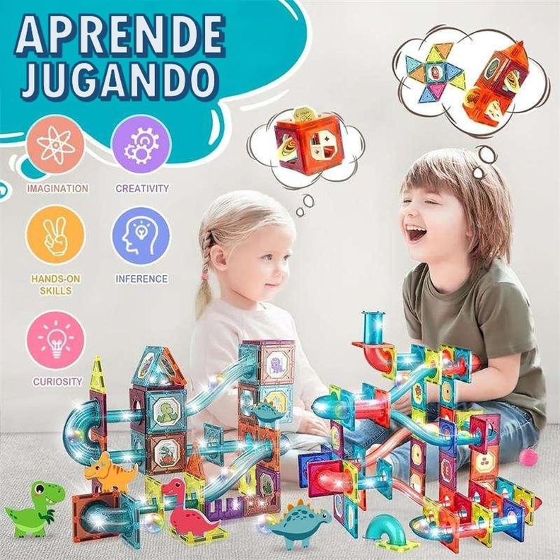 Juego De Bloques Magnéticos 125 Piezas Pista Con Pelotas-1
