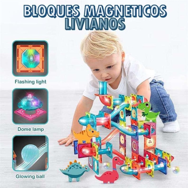Juego De Bloques Magnéticos 125 Piezas Pista Con Pelotas-2