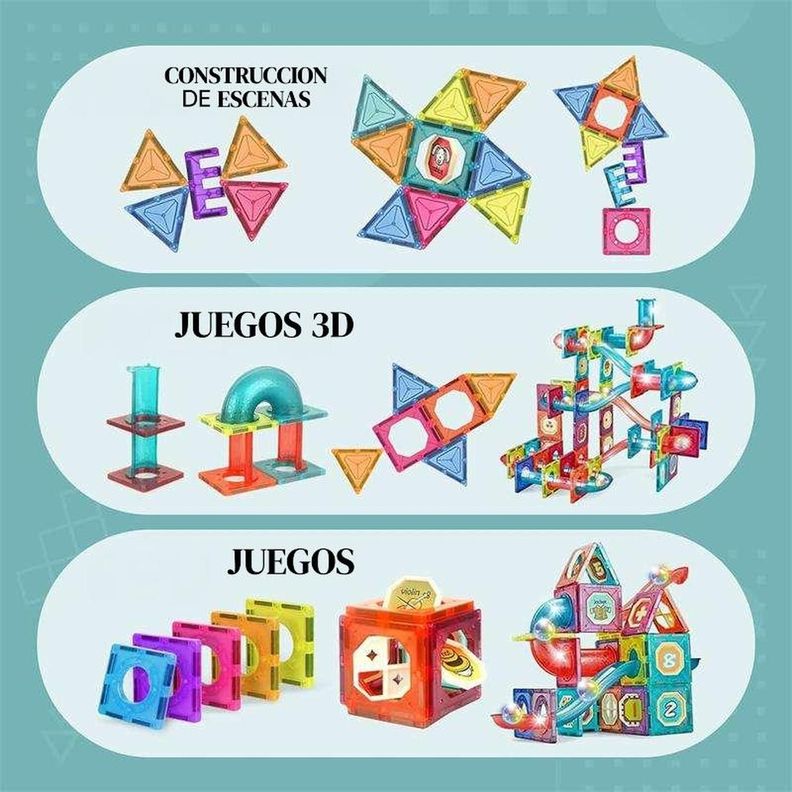 Juego De Bloques Magnéticos 125 Piezas Pista Con Pelotas-5
