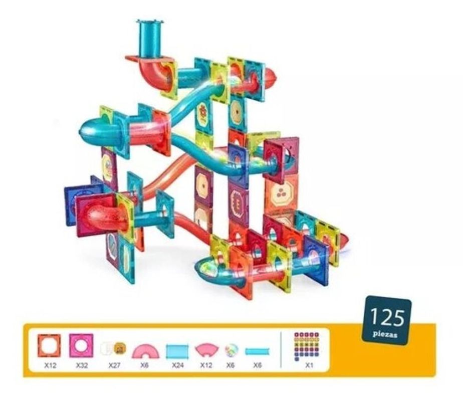 Juego De Bloques Magnéticos 125 Piezas Pista Con Pelotas-7