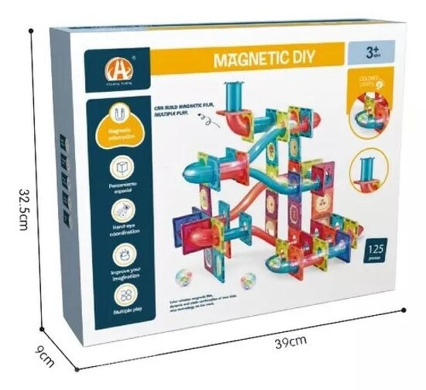Juego De Bloques Magnéticos 125 Piezas Pista Con Pelotas-8