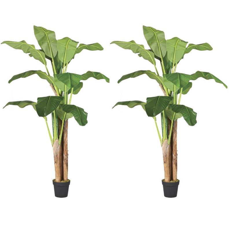 2 Plantas Artificiales Premium Banano 180 Cm Arbusto Real-0