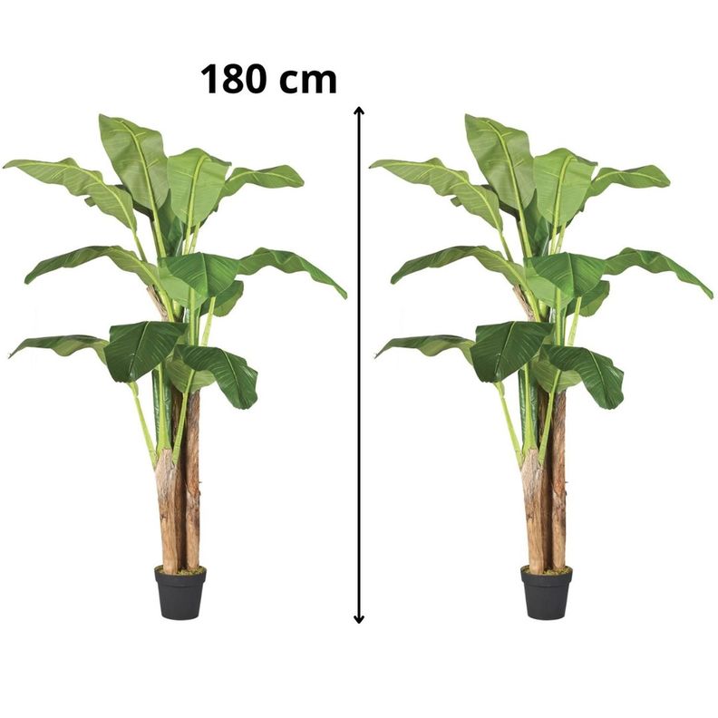 2 Plantas Artificiales Premium Banano 180 Cm Arbusto Real-2
