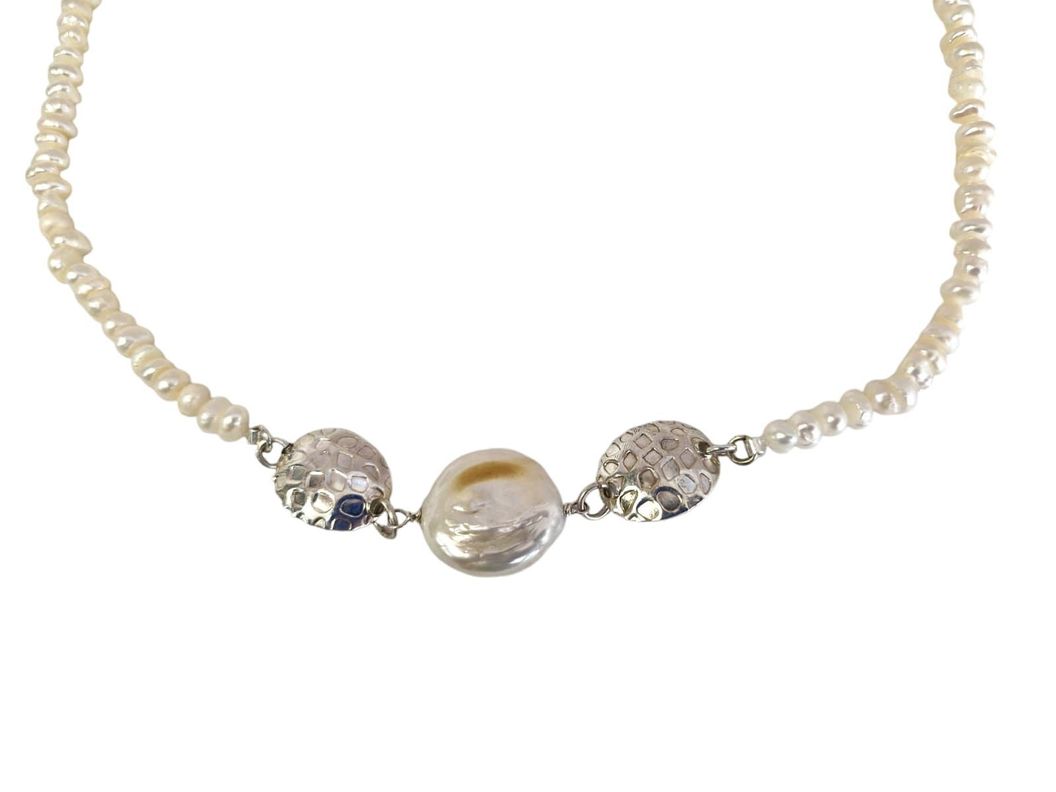 Collar Perla Ostra Natural Plata 925-0