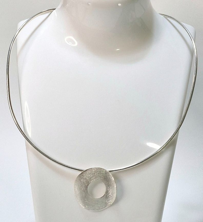 Gargantilla Arandela Matizada Original Plata 925-2