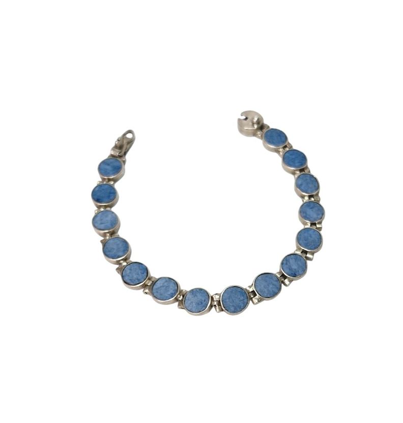 Pulsera Discos Turquenita Azul Plata 925-0