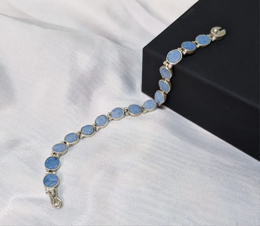 Pulsera Discos Turquenita Azul Plata 925-1