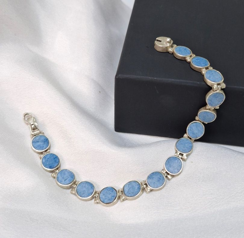 Pulsera Discos Turquenita Azul Plata 925-2