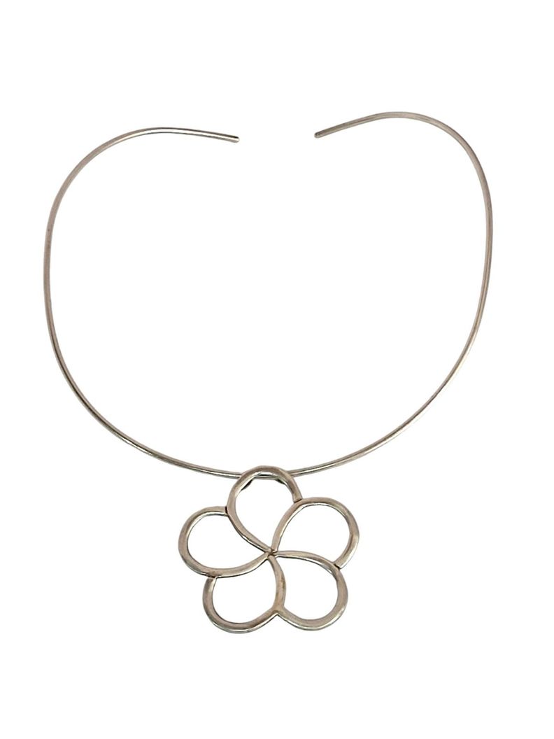 Collar Gargantilla Cinco Pétalos Original Plata 925-1