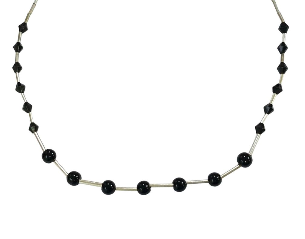 Gargantilla Choker Perla Onix Plata 925-0