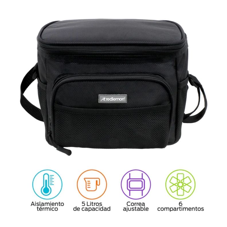 Lonchera Termica Negra Bolso Almuerzo 23.5x20x18.1-1