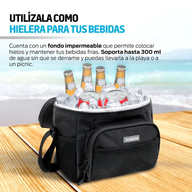 Lonchera Termica Negra Bolso Almuerzo 23.5x20x18.1-2