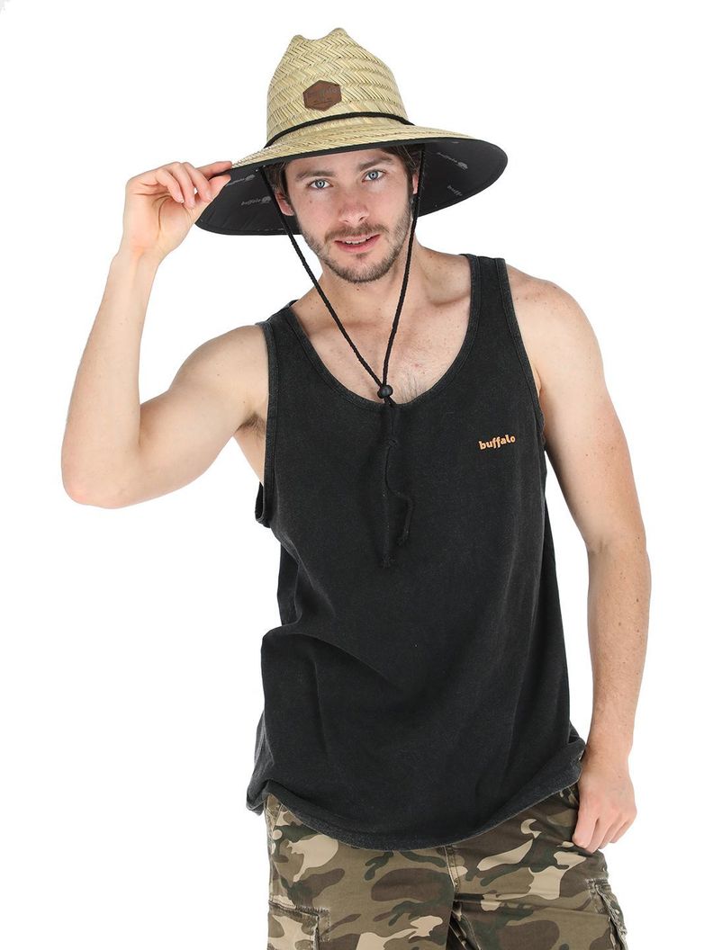Sombrero De Paja Caucha Crudo Hombre-1