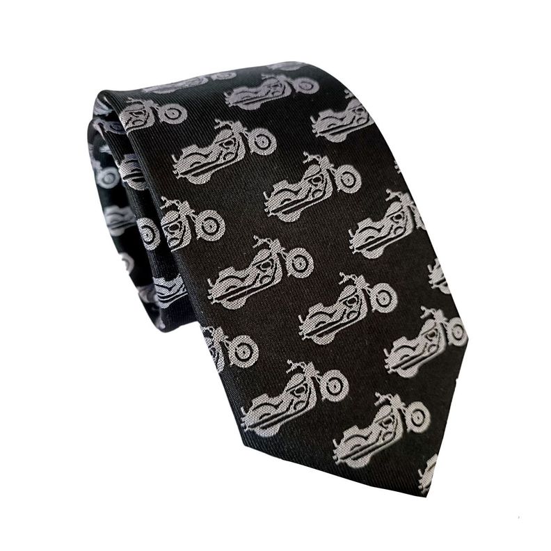 Corbata hombre negra seda tejida Motos Negro