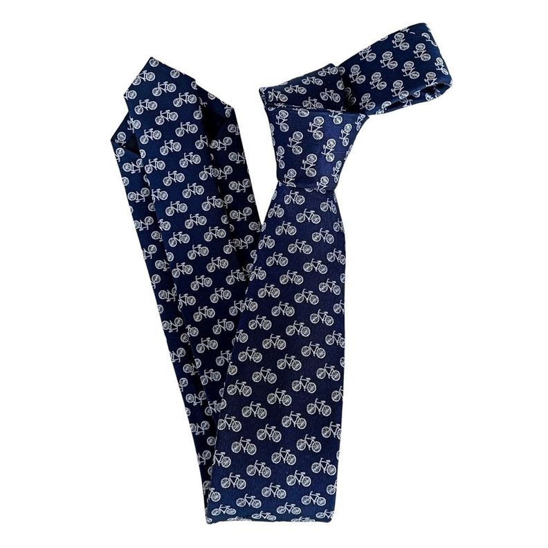Corbata hombre seda azul bicicletas-1