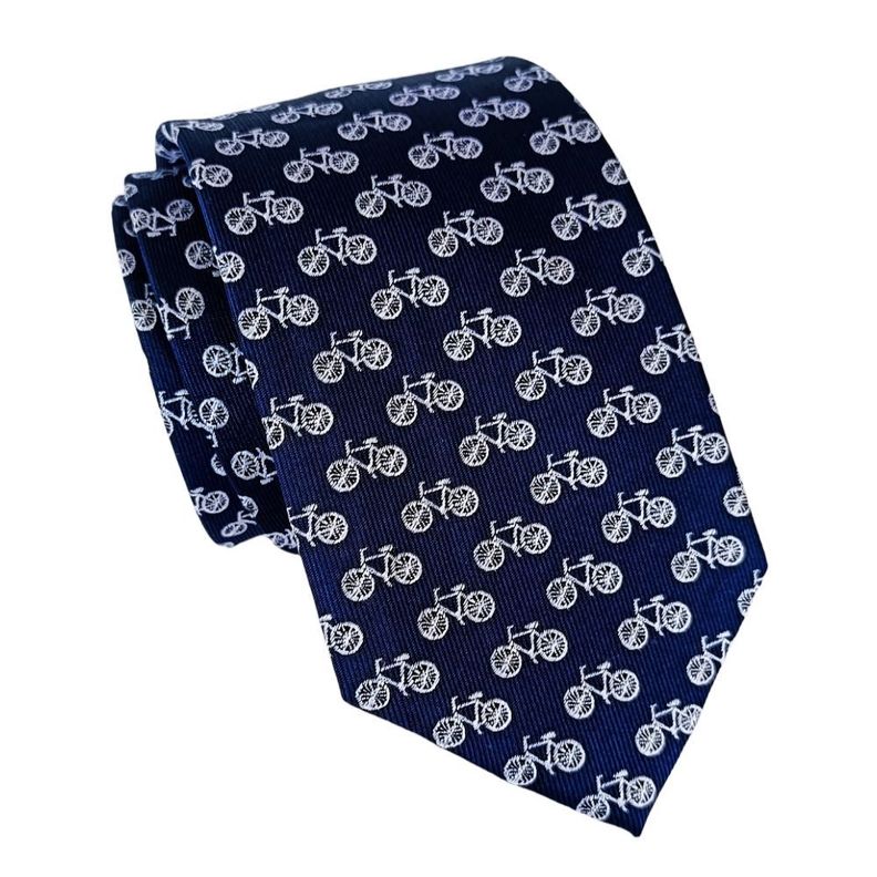 Corbata hombre seda azul bicicletas-0