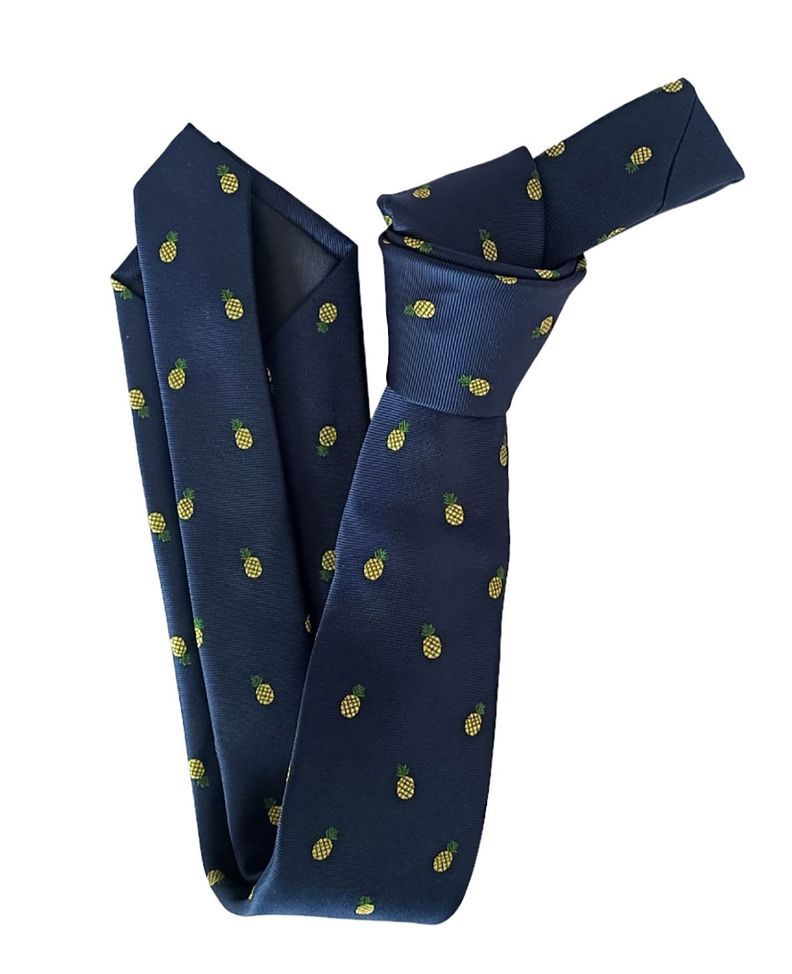 Corbata azul marino tejida piñas-1